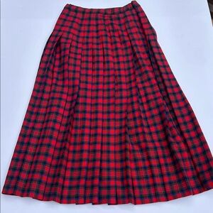 Pendleton Red and Black Plaid A-Line Skirt